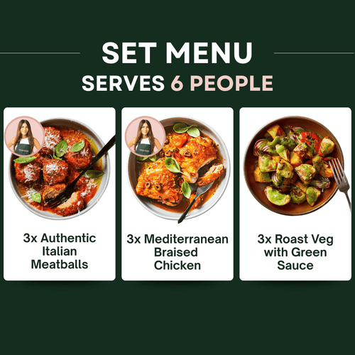 Authentic Italian Meatballs, Mediterranean Braised Chicken & Roast Veg with Green Sauce - Providoor