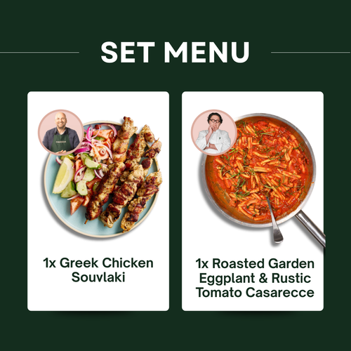 Greek Chicken Souvlaki & Casarecce