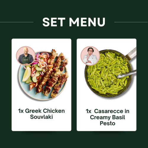 Greek Lamb Souvlaki & Creamy Basil Pesto
